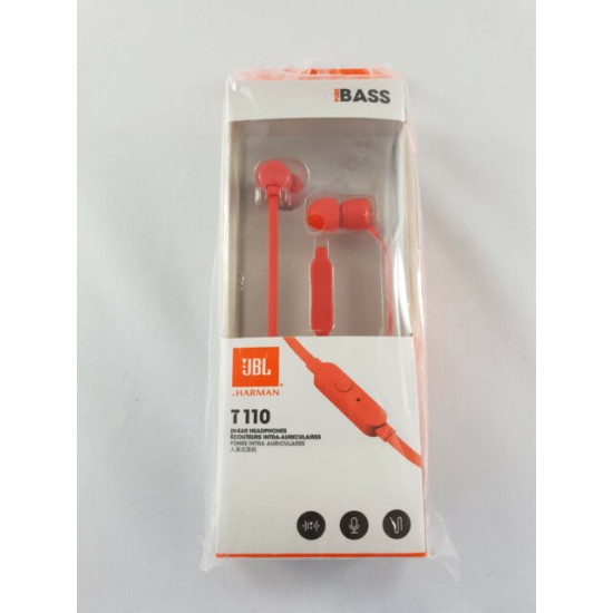 AURICULAR JBL TUNE 110 IN EAR COM MICRO 3.5MM VERMEHLO